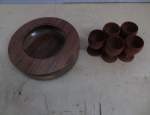 5 Wooden Egg Cups – $25