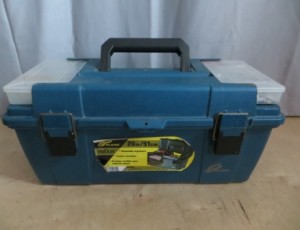 Tool Box with Miscellaneous Stained Lamp Shade Tools – $20